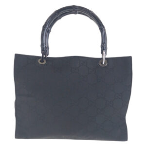 GUCCI Tote Bag 002 1016 GG canvas Black SilverMetal Tote Bag Shoulder Bag Bamboo Women Used | Luna Bags
