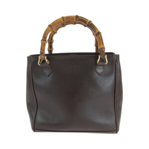 GUCCI Handbag 000 032 0015 leather Brown Gold Metal Shoulder Bag Handbag 2way Bamboo Women Used | Luna Bags