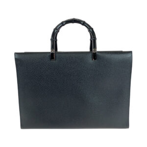 GUCCI Tote Bag 002 1034 leather Black SilverMetal Tote Bag Handbag Shoulder Bag 2way Bamboo Women Used | Luna Bags