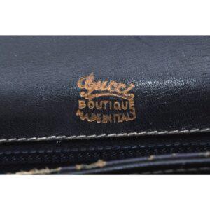 Gucci 60's navy leather saddle bag with gold logo clasp | Luna Bags