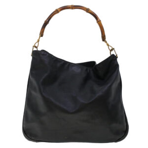 GUCCI Bamboo Shoulder Bag Leather 2way Black  46000 | Luna Bags