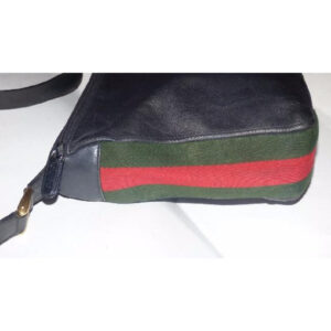 Gucci Vintage Pursesdesigner Purses Black With Redgreen Stripe Leather Hobo Bag | Luna Bags