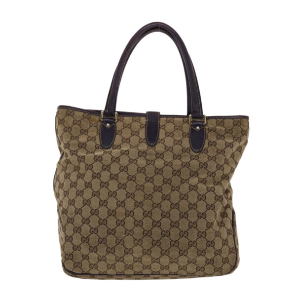 GUCCI GG Canvas Jackie Tote Bag Beige Purple  49056 | Luna Bags