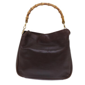 GUCCI Bamboo Hand Bag Leather 2way Brown  49284 | Luna Bags