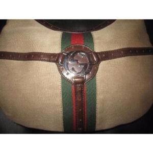 Gucci Britt Shoulder Xl W Red Green Stripe Brown And Gg Leather Hobo Bag | Luna Bags