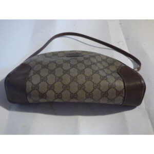 Gucci Vintage Brown Large G Logo Print Coated Canvas And Brown Leather Hobo Bag | Luna Bags