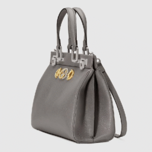 Gucci Zumi Grainy Leather Medium Top Handle Bag Dusty Gray | Luna Bags