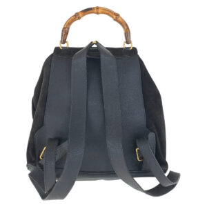 GUCCI Backpack 003 2058 0016 Suede, Leather Black Gold Metal Backpacks & Daypacks Backpacks Bamboo Women Used | Luna Bags