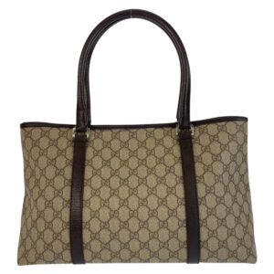 GUCCI Tote Bag 114595 GG Supreme canvas, leather Beige brown Tote Bag Shoulder Bag Women Used | Luna Bags