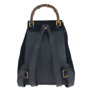 GUCCI Backpack 003 1705 Suede, Leather Black GoldMetal Backpack bag pack Bamboo Women Used | Luna Bags