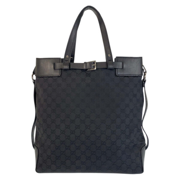 GUCCI Tote Bag 107736 GG canvas, leather Black black Tote Bag Shoulder Bag Women Used | Luna Bags