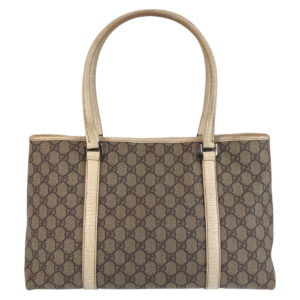 GUCCI Tote Bag 114595 GG canvas, leather Beige White Tote Bag Shoulder Bag Women Used | Luna Bags