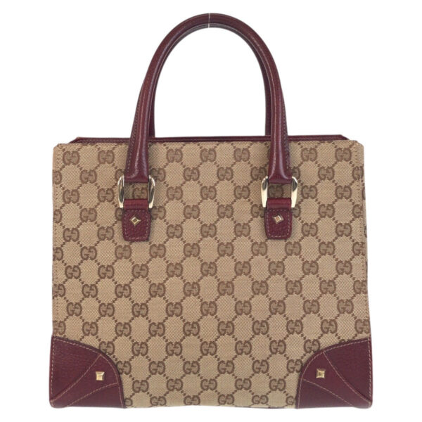 GUCCI Tote Bag 120895 GG canvas, leather Beige Bordeaux Gold Metal Tote Bag handbag Women Used | Luna Bags