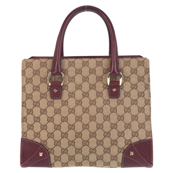 GUCCI Tote Bag 120895 GG canvas, leather Beige Bordeaux Gold Metal Tote Bag handbag Women Used | Luna Bags