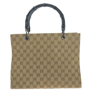 GUCCI Tote Bag 002 1016 GG canvas beige Bamboo | Luna Bags