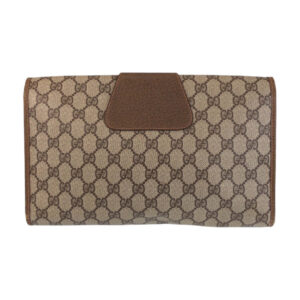 GUCCI Clutch bag 89 01 031 GG Supreme Canvas Beige Brown Gold Metal Sherry Line Old Gucci | Luna Bags
