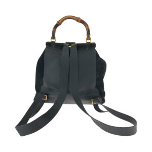 GUCCI Backpack 003 2058 0016 Suede Black Brown Gold Metal Bamboo | Luna Bags