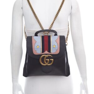 Gucci Black Web Heart Marmont Leather Backpack | Luna Bags