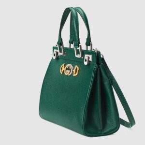Gucci Zumi Grainy Leather Small Top Handle Bag Dark Green | Luna Bags