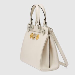 Gucci Zumi Grainy Leather Small Top Handle Bag White | Luna Bags