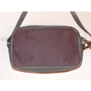 Gucci Vintage Grey With Pinkish Red Logo Leather Canvas Cross Body Bag | Luna Bags