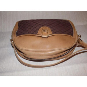 Gucci Vintage Camel Leather And Brown Small G Logo Print | Luna Bags