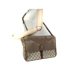 Gucci Early Accessory Collection School Bag Brown Large G Logo Print With Red And Green Shelly Strip | Luna Bags