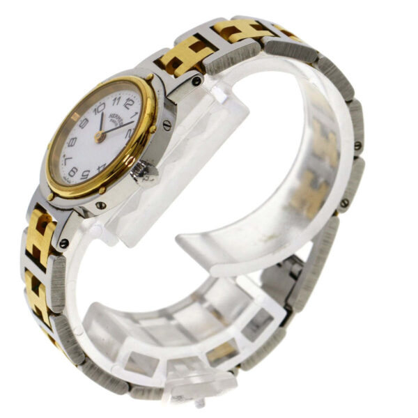 HERMES Watches Quartz Stainless Steel , SSxGP gold Clipper white dial Women Used | Luna Bags