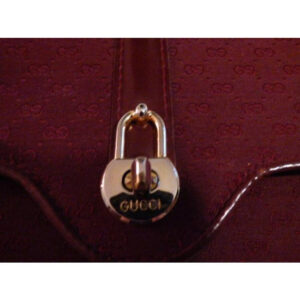 Gucci Vintage Burgundy With Small G Logo Print Canvas Leather Shoulder Bag | Luna Bags