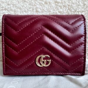 Gucci GG Burgundy Marmont Matelassé Card Case Wallet (RRP £380) | Luna Bags