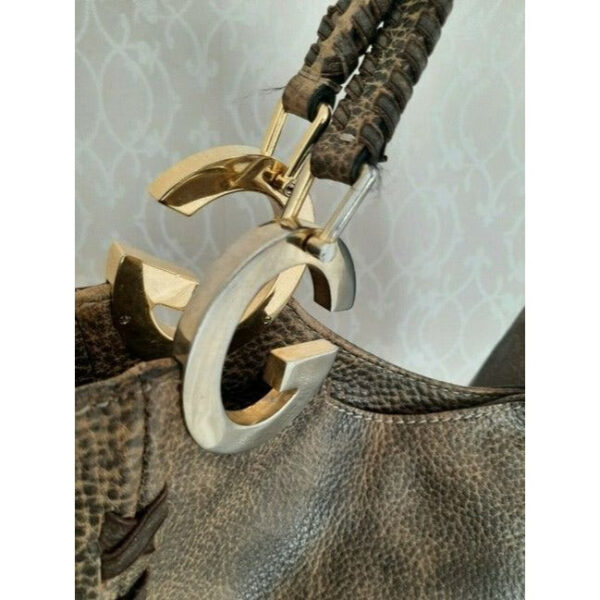 Gucci W Xl Handle Charlotte Metal G Accents Brown Leather Tote | Luna Bags