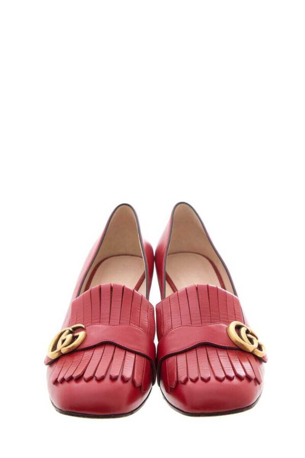 Gucci Red Leather Marmont Pumps SZ 41.5 | Luna Bags