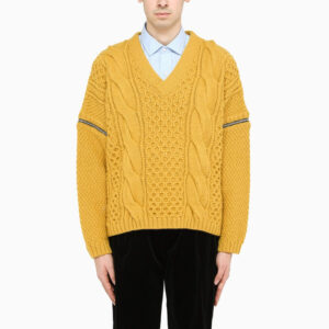 Gucci Yellow Knitted Sweater With Zip Detailing Men | Luna Bags