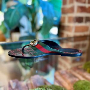 GUCCI Kika Web Thong Sandals 38 | Luna Bags