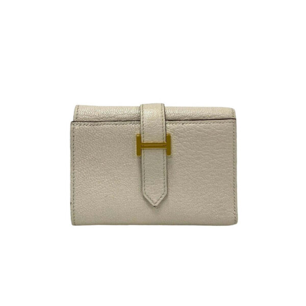 HERMES Bifold Wallet Chevre Misol white Bearn combine | Luna Bags
