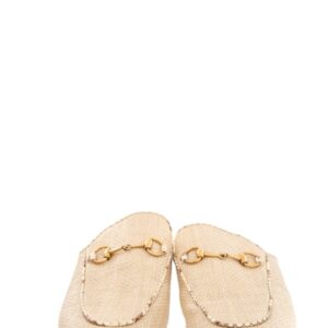 Gucci Beige Woven Horsebit Mules SZ 39.5 | Luna Bags