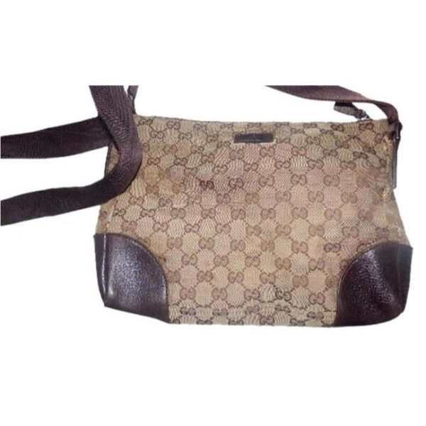 Gucci Gg Web Cross Brown Large G Logo Print Canvas And Leather | Luna Bags