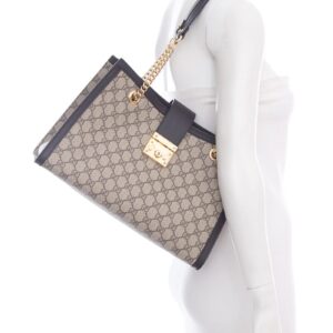 Gucci Black GG Supreme Padlock Series Tote | Luna Bags