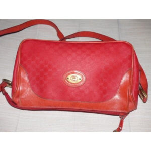 Gucci Vintage Red Leather Small G Logo Coated Canvas Cross Body | Luna Bags