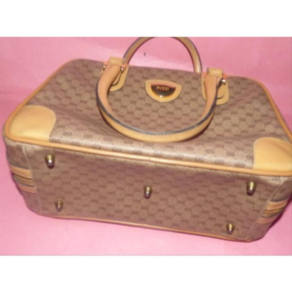 Gucci Boston Bag Guccissima Brown Micro G Print Leather Coated Canvas Satchel | Luna Bags
