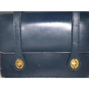 Gucci Vintage Navy Blue Leather And Bamboo Handle Satchel | Luna Bags