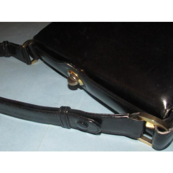 Gucci Vintage Black Glossy Leather Shoulder Bag | Luna Bags