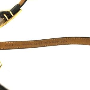 Gucci black leather skinny belt with gold clasp | Luna Bags