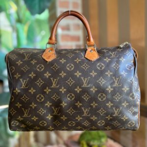 LOUIS VUITTON Speedy 35 Brown Monogram Canvas Satchel Bag | Luna Bags
