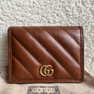 Gucci GG Brown Marmont Matelassé Card Case Wallet (RRP £380) | Luna Bags