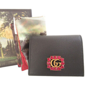 GUCCI Bifold Wallet 499783 leather black GG Marmont | Luna Bags