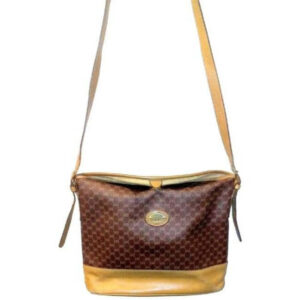 Gucci Camel Micro Logo Print On Brown Leather Bucket Bag | Luna Bags