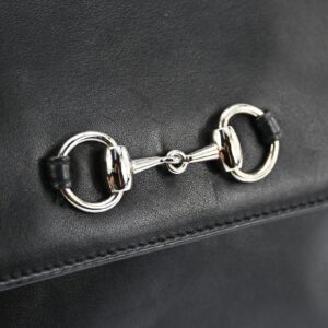 Gucci black leather 1955 Horse-bit cross body with a chrome accent | Luna Bags