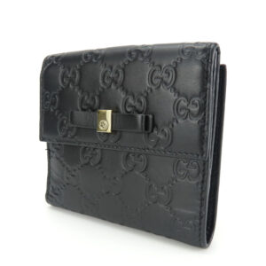 GUCCI Bifold Wallet 406925 Sima leather black Women Used | Luna Bags
