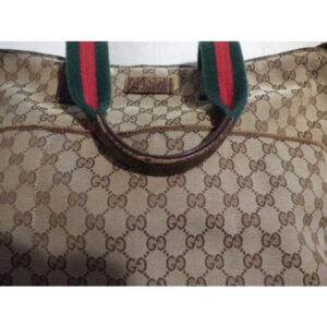 Gucci Vintage Pursesdesigner Purses Shades Of Brown Canvasleather And Redgreen Striped Straps1 Tote | Luna Bags